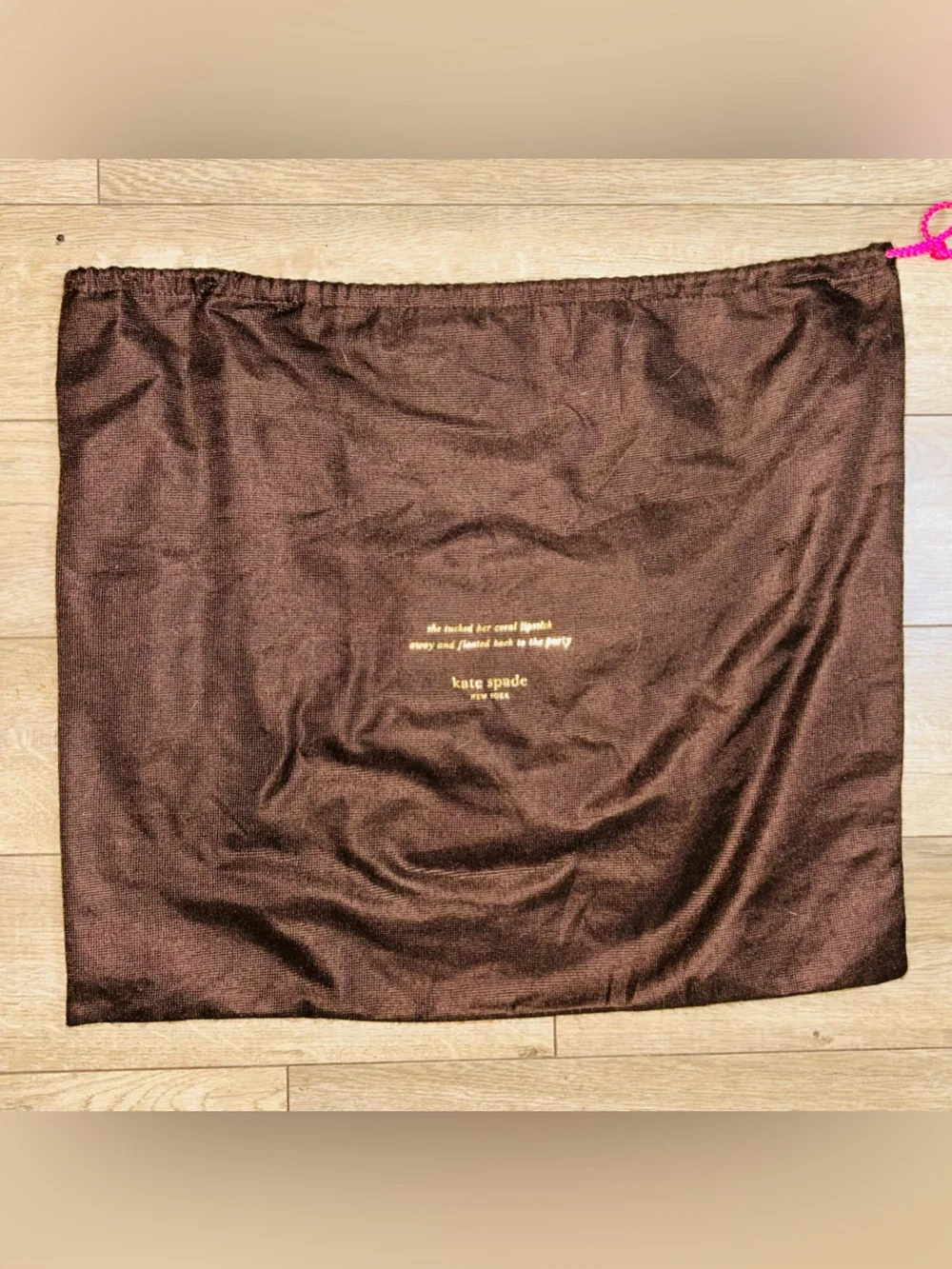 Kate Spade large brown gold lettering purse dust bag 19” x 17”